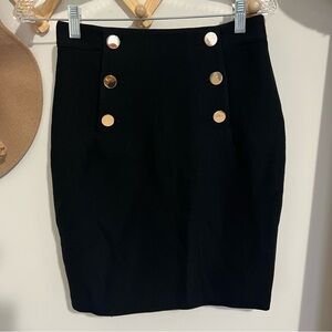 H&M Black and Gold Pencil Skirt